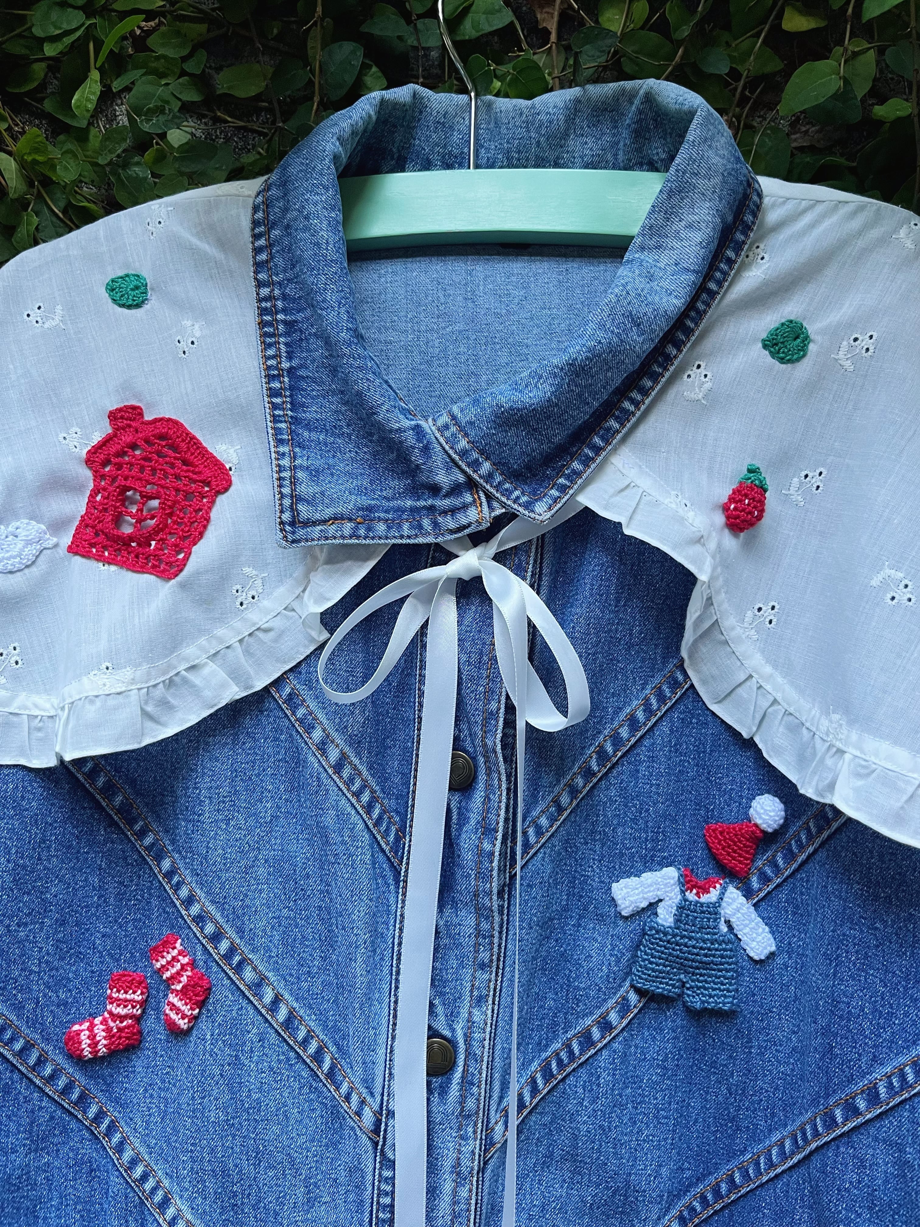 remake ✂︎ walking dwarf frill collar denim jacket