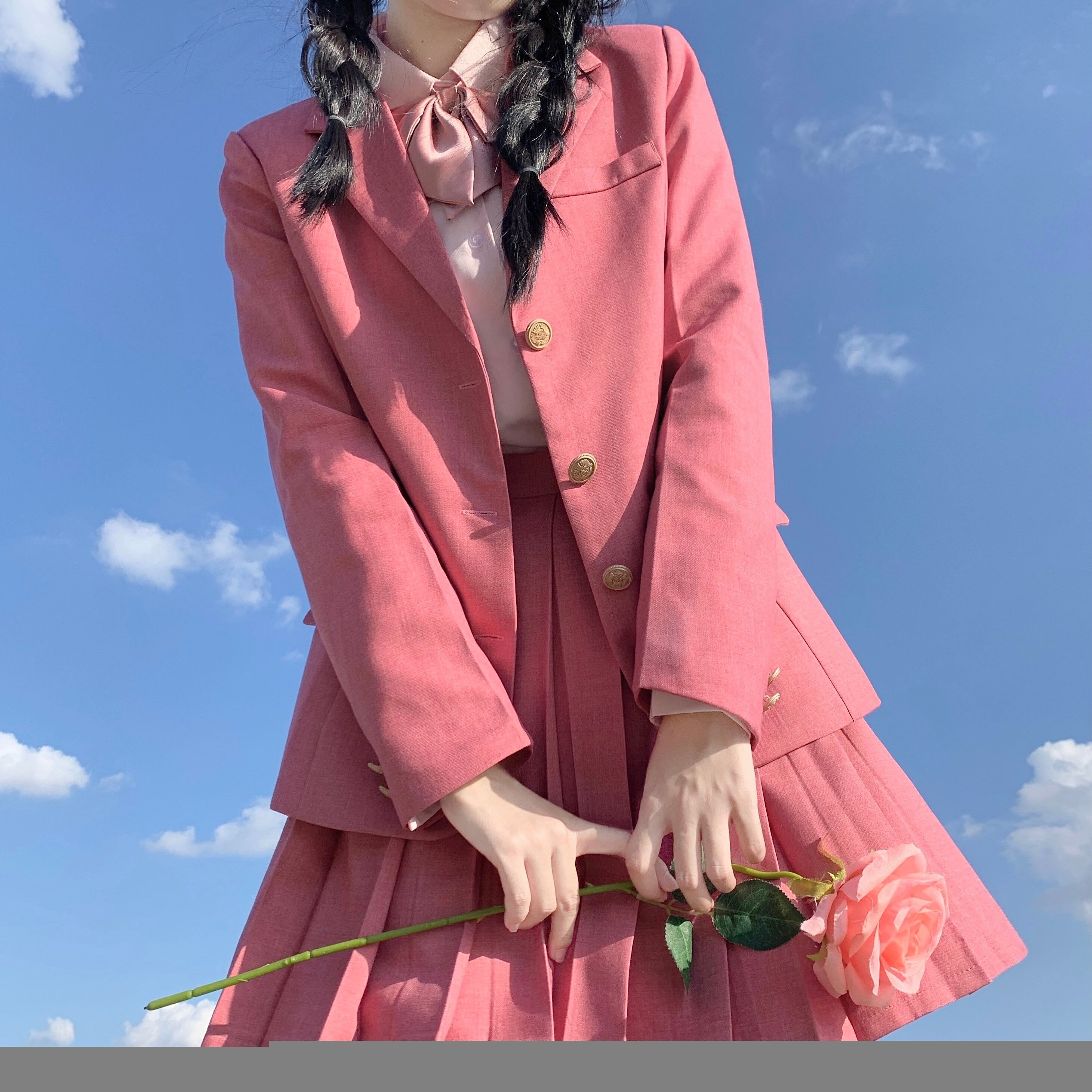 スプリングオータムスタイルジャケット ハイウェストウェストプリーツスカート 春物 秋物 萌量不足6622865122