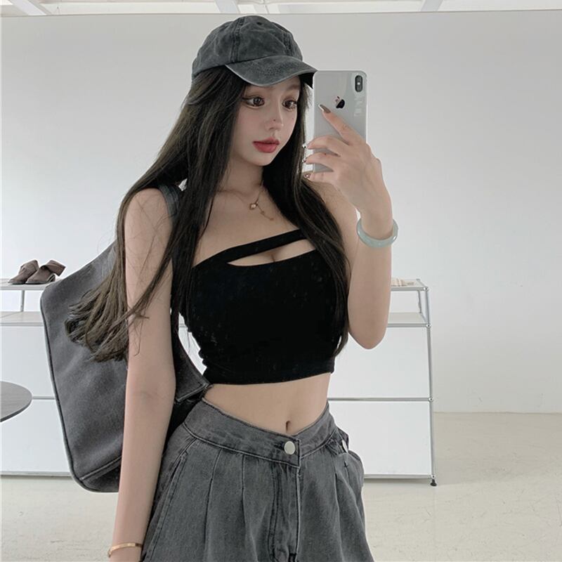 ストラップレスブラウス レディースショートスリムトップス ドラファッションホール78395437022