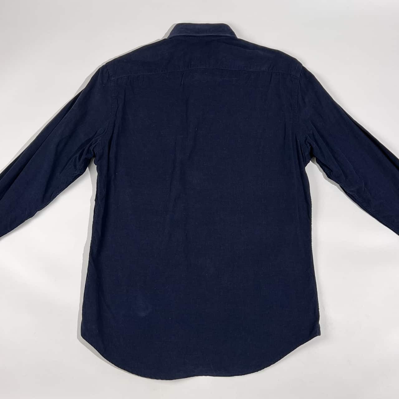 イタリア製 GUY ROVER ギローバー ピケ コーデュロイ ワイドカラー 長袖シャツ M/ネイビー メンズ