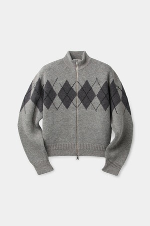 [COOR] Inside Out Argyle Zip Up (Melange Light Gray) 正規品 韓国ブランド 韓国通販 韓国代行 韓国ファッション クール クーア クアー 日本 店舗