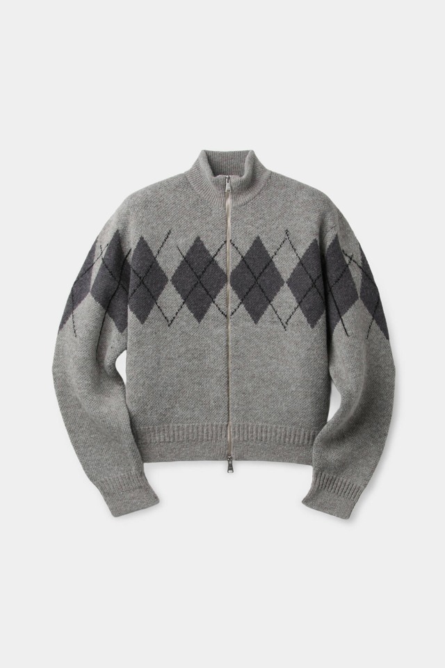 [COOR] Inside Out Argyle Zip Up (Melange Light Gray) 正規品 韓国ブランド 韓国通販 韓国代行 韓国ファッション クール クーア クアー 日本 店舗