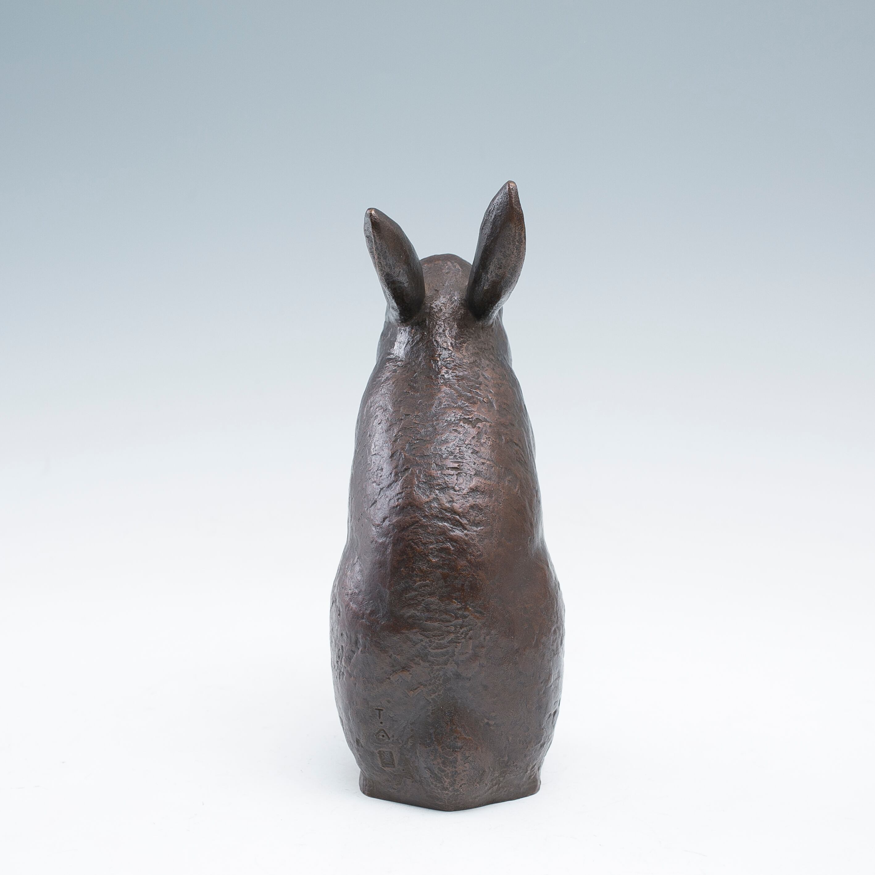 兎 うさぎ 銅 置物 荒居徳亮 ブロンズ オブジェ 1963年 昭和38年 共箱