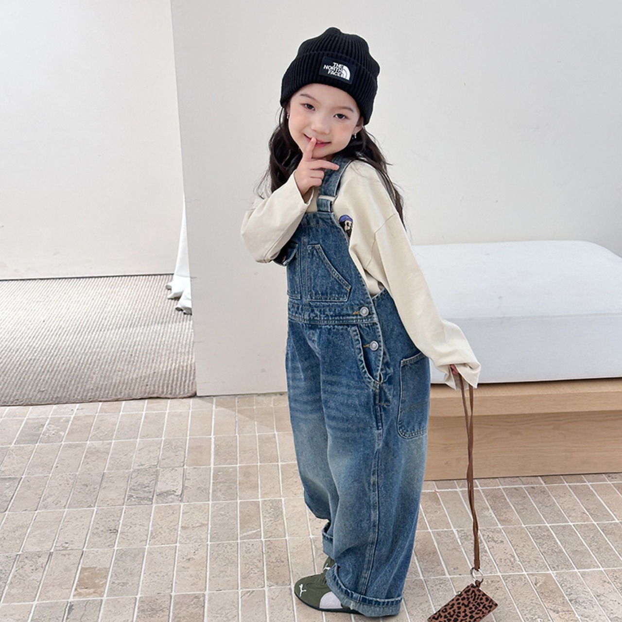 秋レトロ磨きデニムサロペット