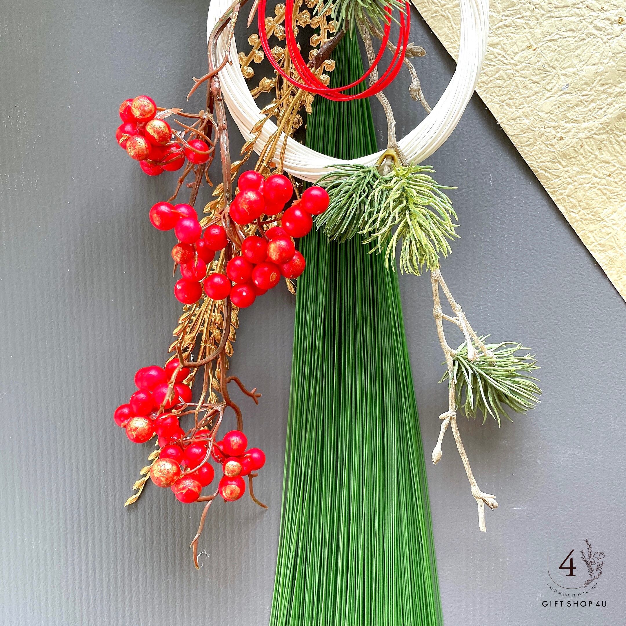 お正月】華やぎ松飾り（紅白） シンプルモダン松 水引飾り《高さ