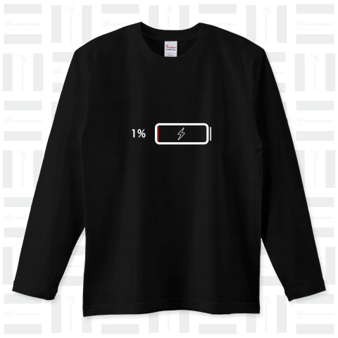 充電1% / ロングTシャツ(5.6オンス) | Bad Daddy