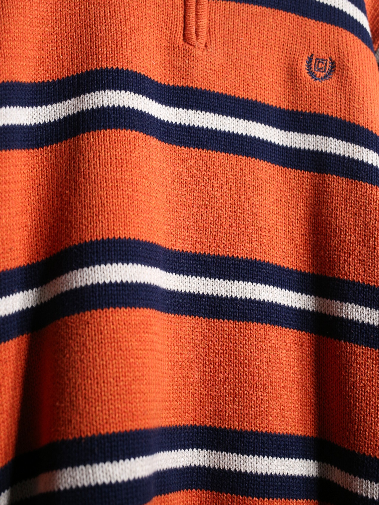 "CHAPS" good coloring border half-zip cotton knit - 10