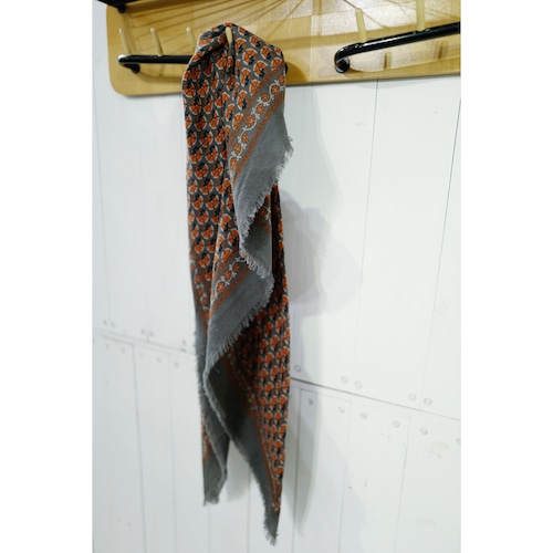 LES BELLES VAGABONDES｜Carre Laine "Valentine"-WOOL SCARF（Orange)