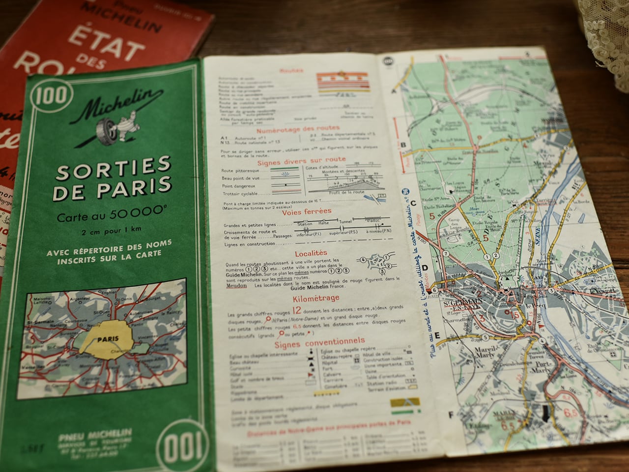 ミシュランの古い地図 #100  SORTIES DE PARIS *フランスアンティーク