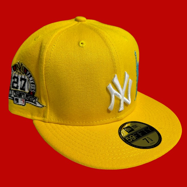 New York Yankees 27 World Championship New Era 59Fifty  Fitted / Yellow (Pink Brim)