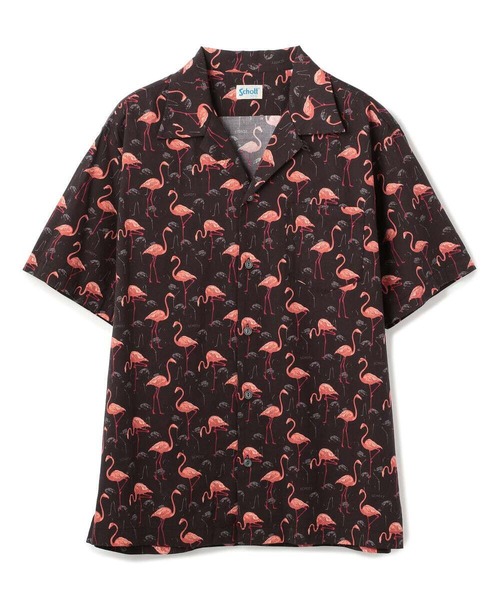 Hawaiian  Shirt Flamingo Black