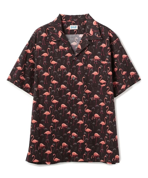 Hawaiian  Shirt Flamingo Black