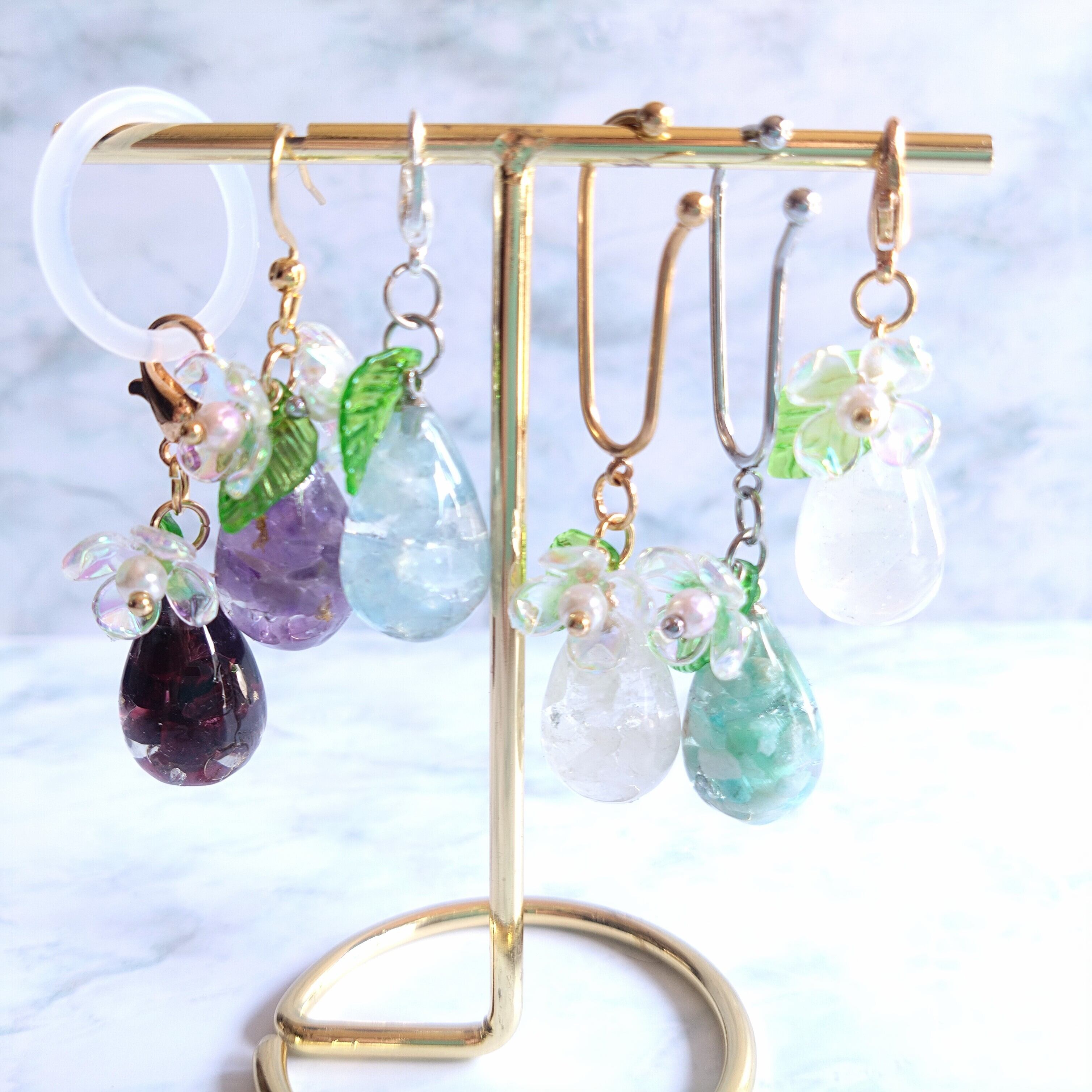 じゃらじゃら  ヘアゴム  キレイ～♡マットグリーン/フラワー じゃらじゃら ヘアゴム キレイ～♡マットグリーン/フラワー