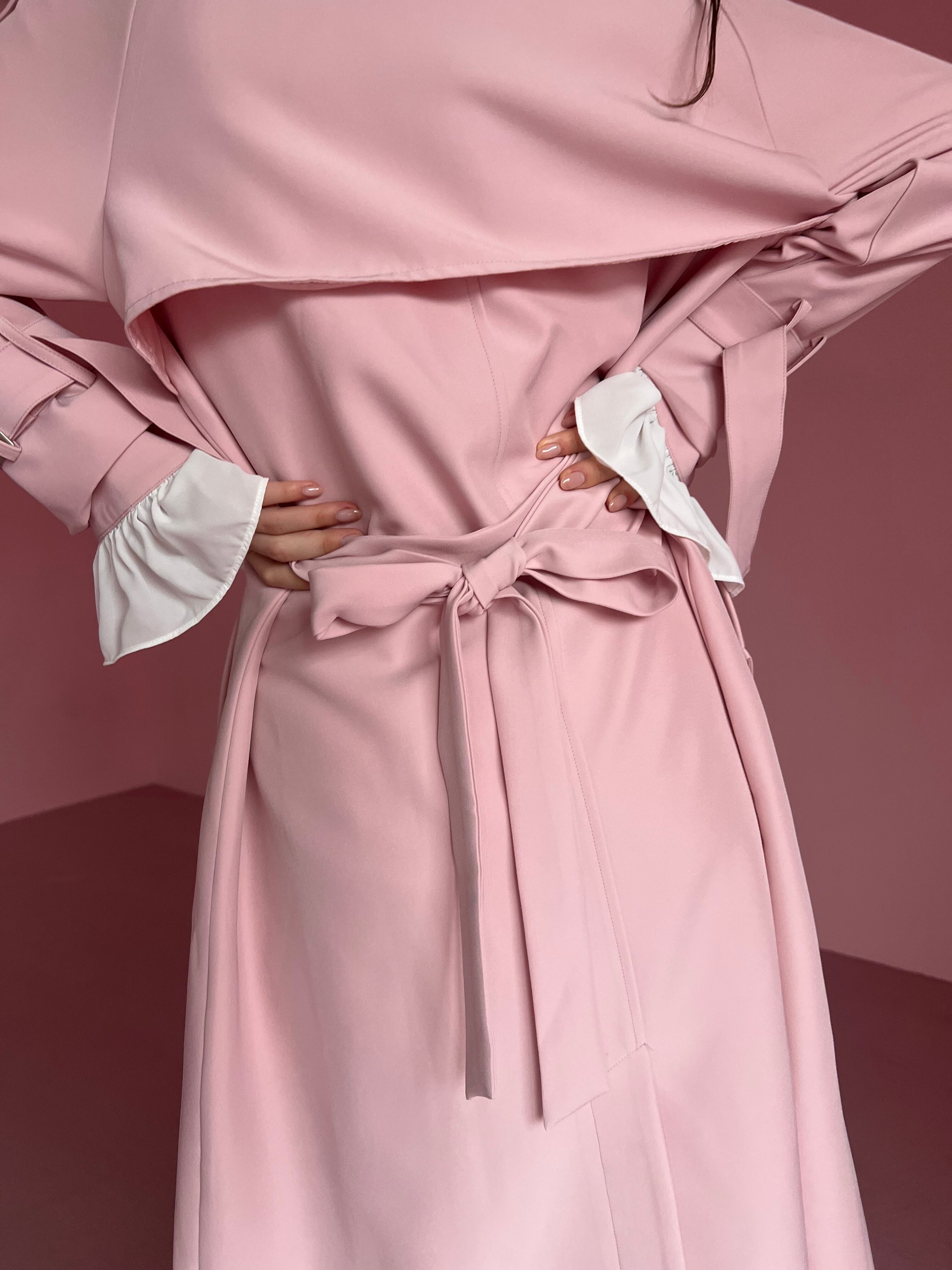 frill pink trench coat | mieya mieya