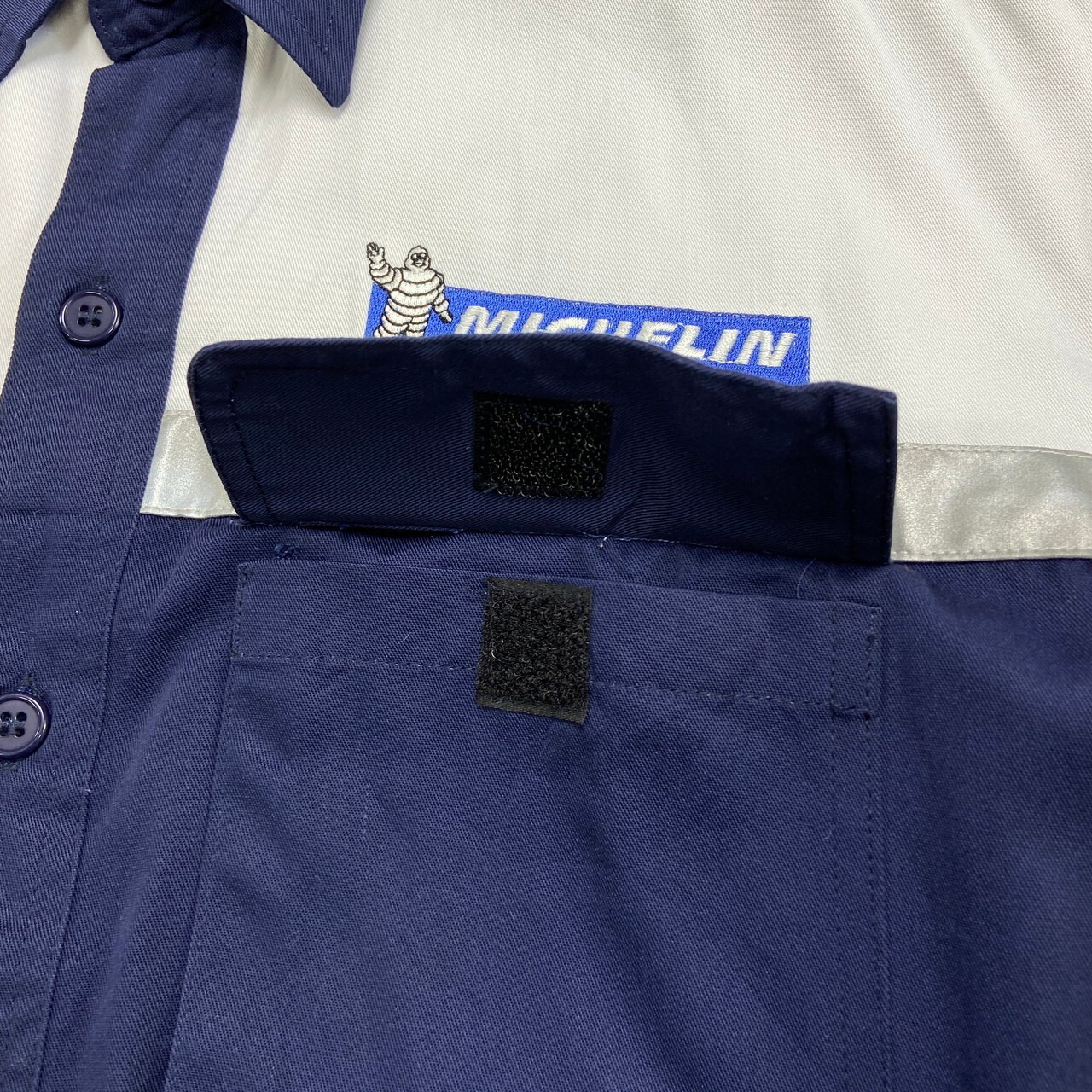 MICHELIN 半袖 ワークシャツジャケットリフレクターライン 企業ロゴ 