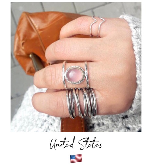 【Made in アメリカ】Rose quartz double ring