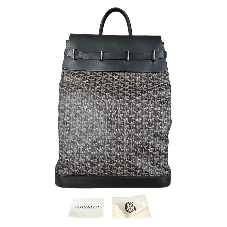 Ultra Rare◇GOYARD Steamer PM Handbag Tote Bag Laundry Bag Herringbone Print Black Unisex