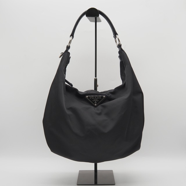 PRADA 三角ロゴ ホーボー ハンドバッグ ナイロン ブラック プラダ
