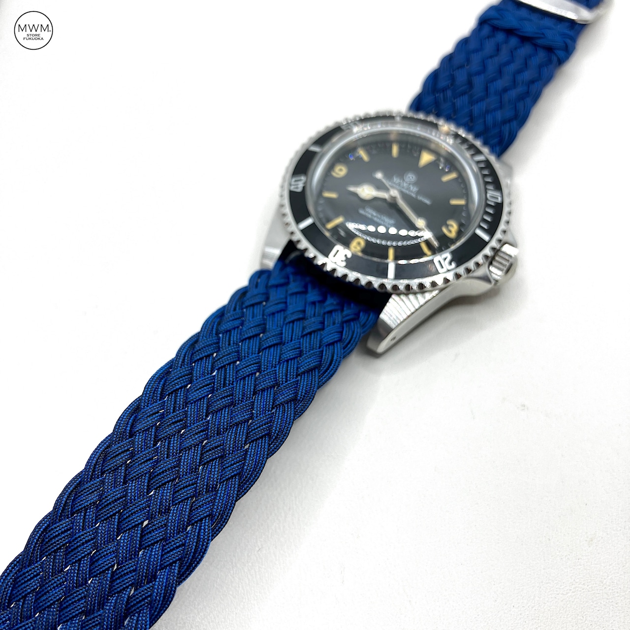 プレミアム・ダブルウーブン パーロンNATOストラップ ネイビーブルー 20mm 腕時計ベルト