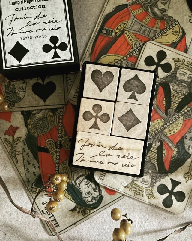 オリジナルスタンプ#14(playing card suit )トランプスートと手書き文字のスタンプセット