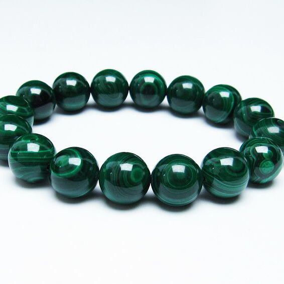 マラカイト ブレスレット 14mm 天眼 malachite 一点物 おまかせ便 111-29382
