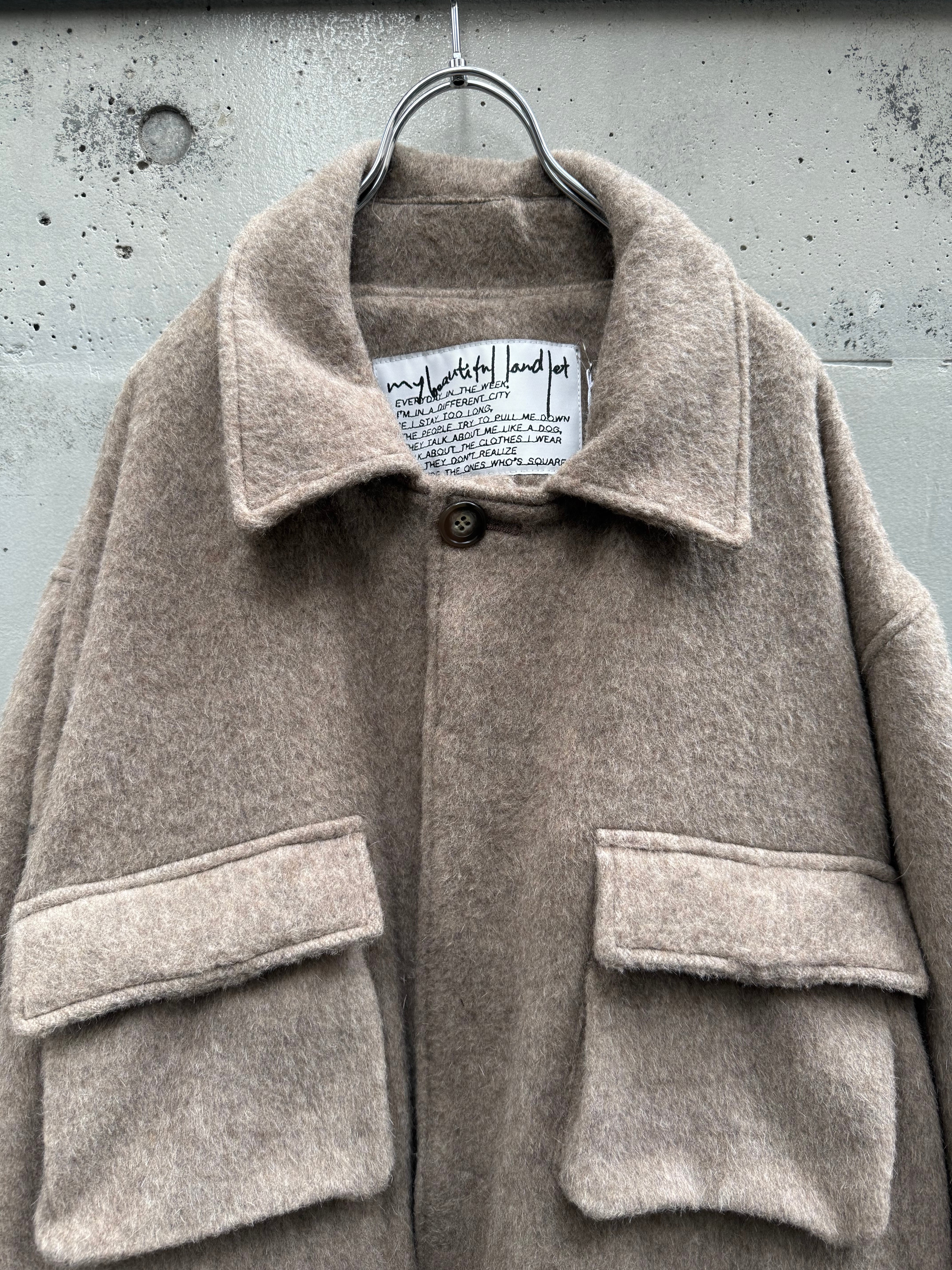 my beautiful landlet ALPACA SHAGGY COVERALL JACKET / BEIGE | Pay ID