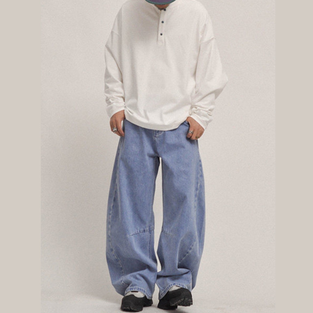 フェードブルー バギーデニムパンツ N3601 - 3