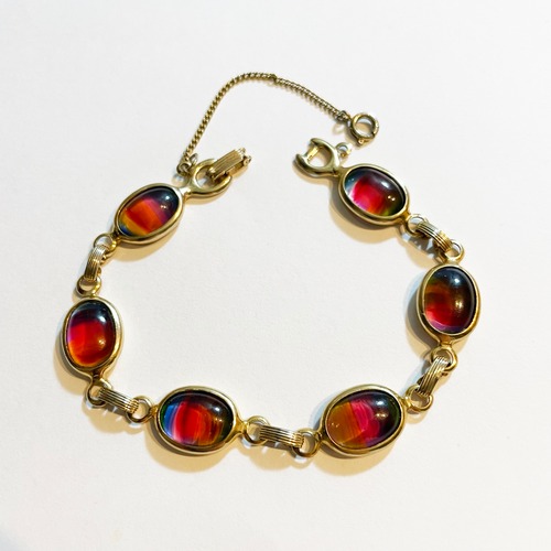 Vintage Sarah Coventry Art Glass Cabochon Link Bracelet