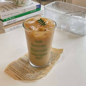 【CUP】グリーンフランス語シンプルガラスカップ