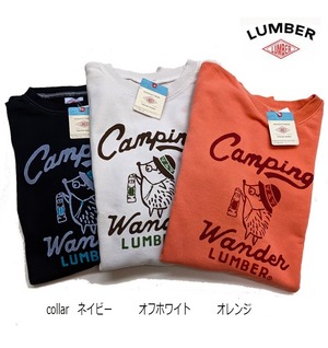 LUMBER ランバー トレーナー 2021秋 ハリネズミ柄 長袖スウェット lumber メンズ 3collar　hedgehog　裏パイル　213354