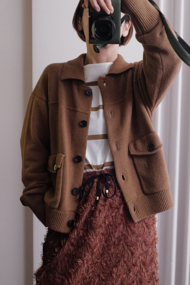 knit jacket cardigan brown