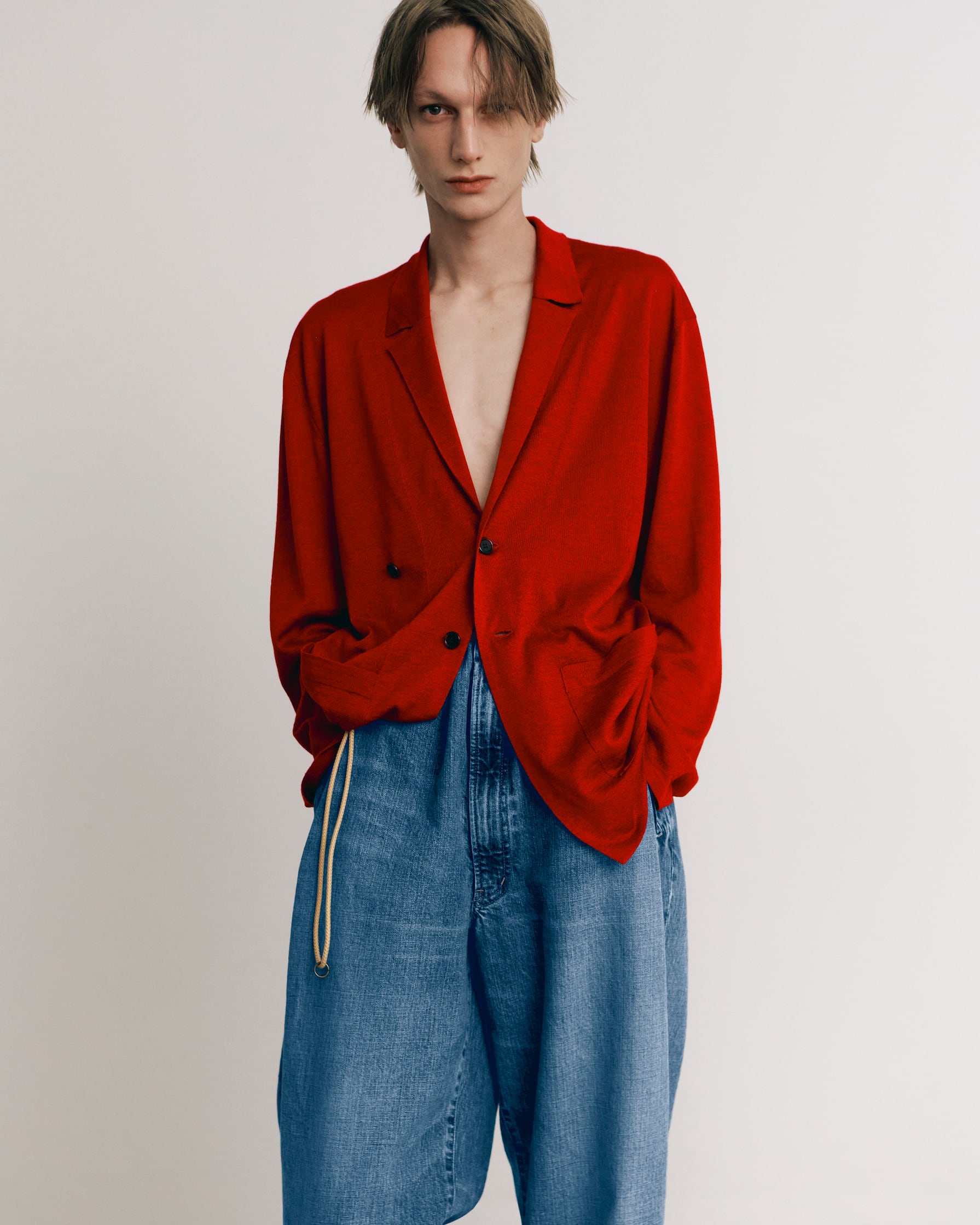 ANTHEM A / WOOL VISCOSE TROMPEL'OEIL KNIT JACKET