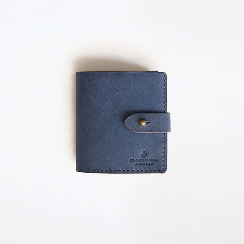 使いやすい 二つ折り財布 【 ブルー 】 ブランド メンズ レディース 鍵 コンパクト レザー 革 ハンドメイド 手縫い
