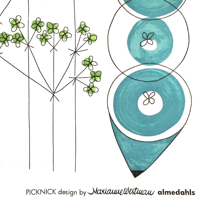 北欧【Almedahls】バラ売り1枚 ランチサイズ ペーパーナプキン PICKNICK マルチカラー