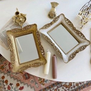 antique square mirror tray 2colors / アンティーク調 スクエア ミラー トレー イタリア 韓国 北欧 雑貨