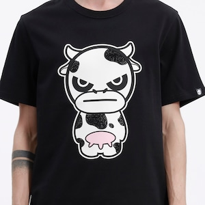 SALE 送料無料【HIPANDA ハイパンダ】メンズ 牛プリント Tシャツ MEN'S Year of the Ox PRINT SHORT SLEEVED T-SHIRT / WHITE・BLACK