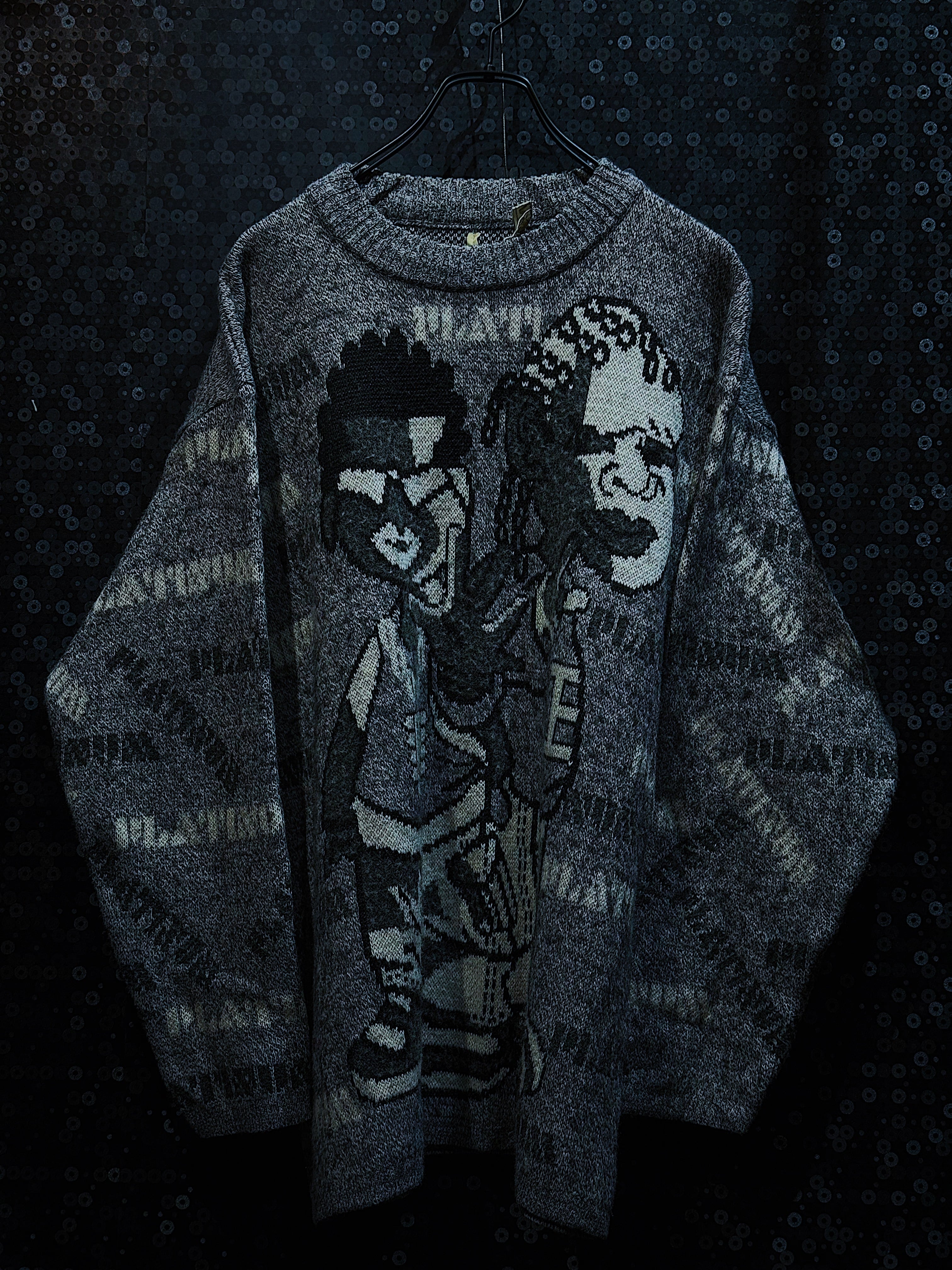 【ÆIEM】"PLATINUM FUBU"vintage character detail graphic Knit sweater