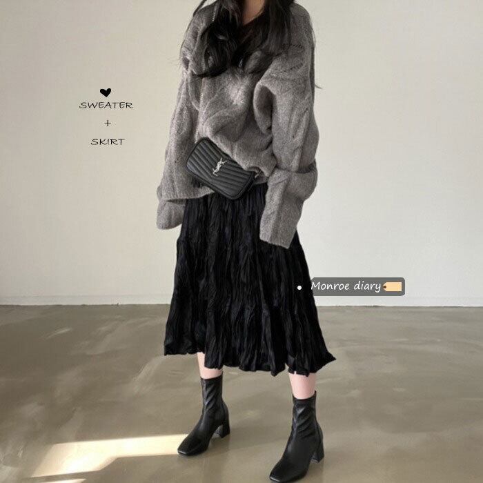 レッドセーター スカート セット スプリングスタイル 春物 モンロー90774999544