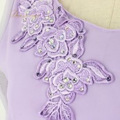 社交ダンス 衣装 PAPILLON パピヨン ドレス ワンピース スタンダード パープル系 ライラック 薄紫 ラインストーン レース ダンスパーティー パーティドレス ステージ衣装 発表会 エレガント 気品 かわいい 上品 大人っぽい きれいめ 華やか レディース デモ