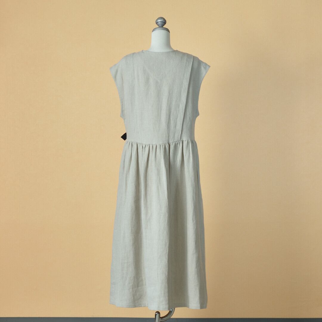 MAGALI マガリ ブラッシュドベルギーリネン・カシュクール風 ワンピース・オートミール