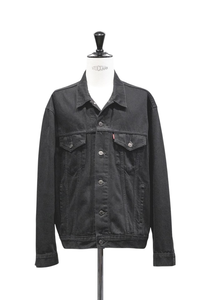 00's "Euro Levi's" #70503-02 Over-Dyed Black Cotton Denim Tracker Jacket Made in TUNISIA