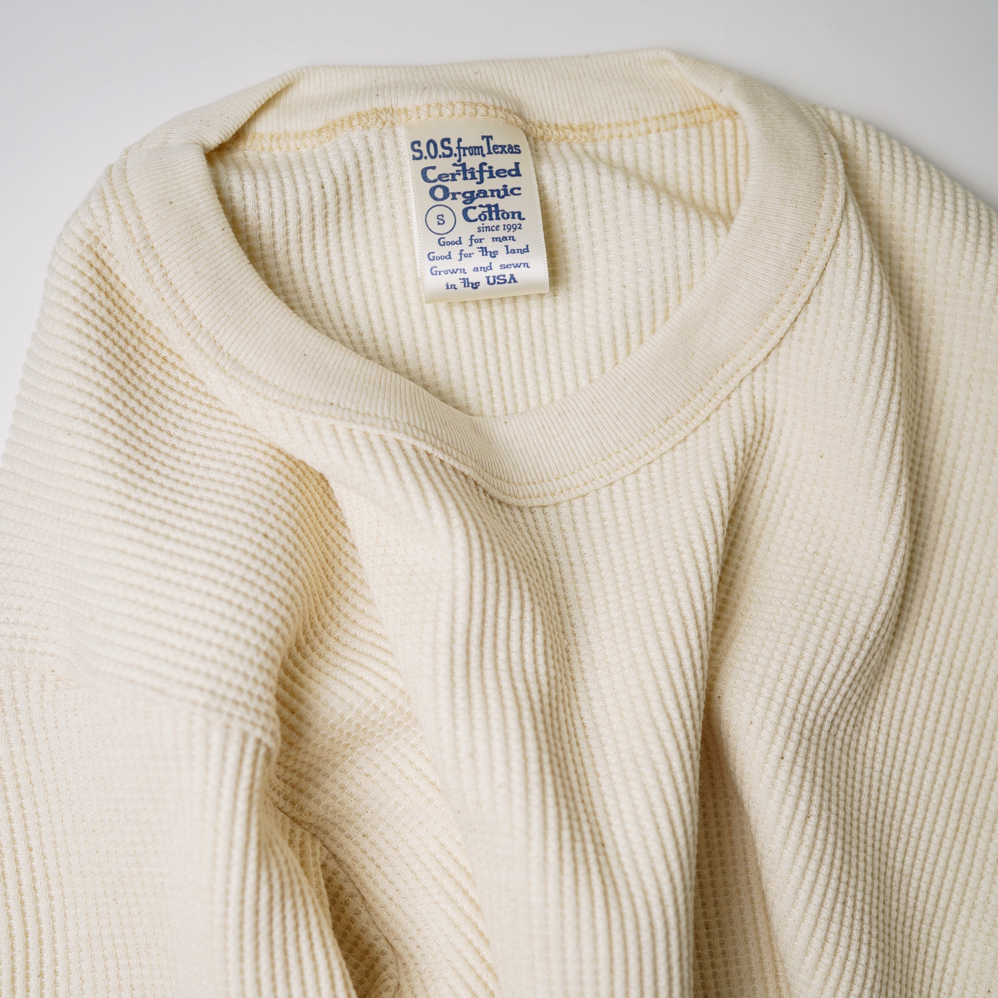 THERMAL Long Sleeve Crew Tee Natural/S.O.S. from Texas