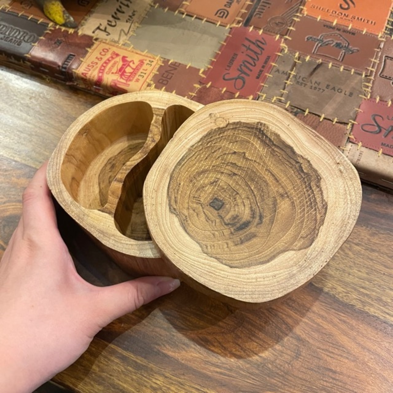 Thailand Teak Wood Slide Box Separate Natural / タイ チークスライドボックス セパレート ナチュラル 小物入れ 小物BOX 収納ボックス 木材 天然木 ナチュラル ハンドメイド チークウッド リビング収納 蓋付き 開閉可 ギフト プレゼント かわいい シンプル