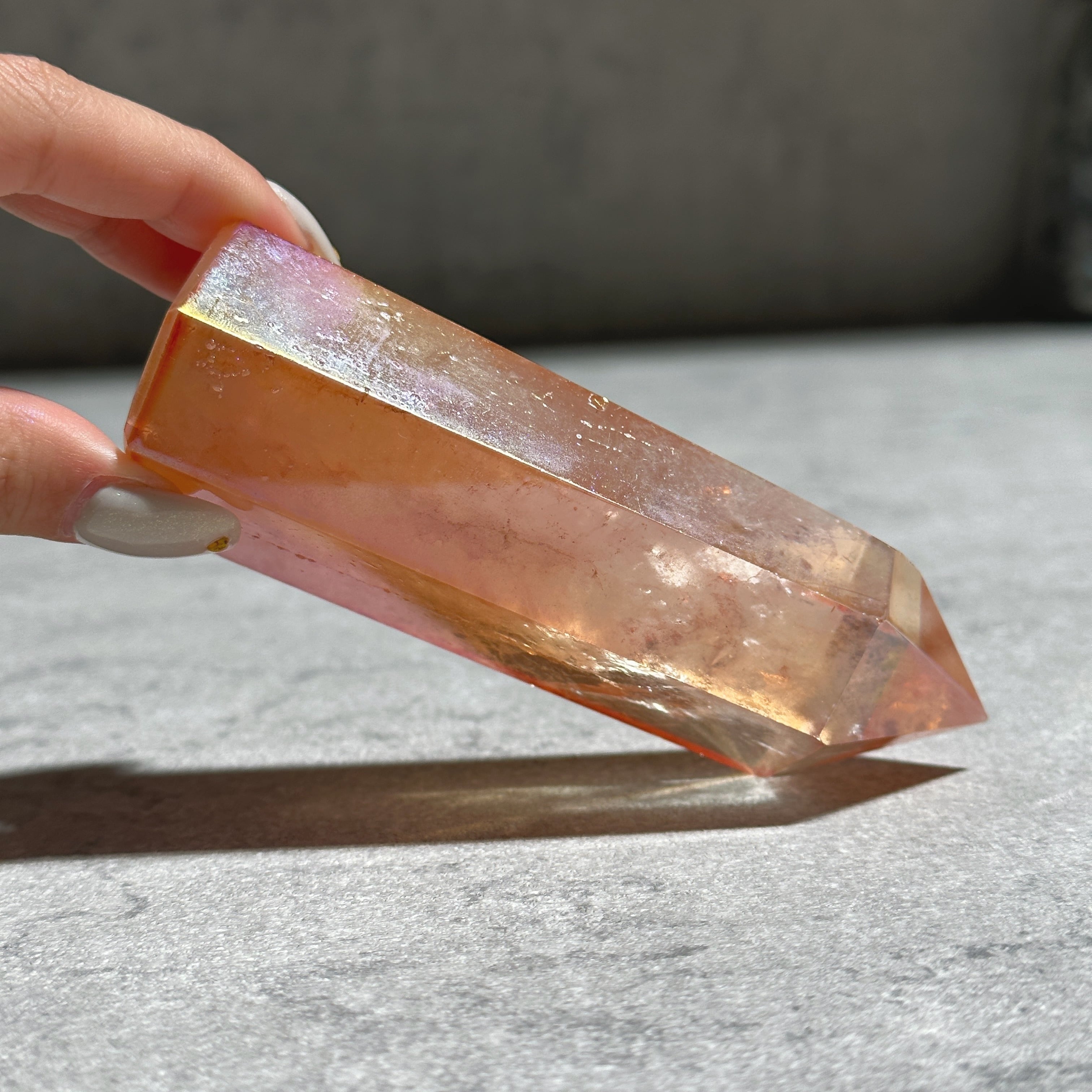 オーラ加工　クリアクォーツクラスター　天然石　置物 空の色】本場のオーラ加工！スカイブルーオーラ アーカンソー産 クリア