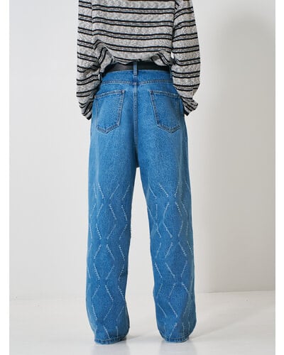 【YENN】 LASER CUT WIDE DENIM