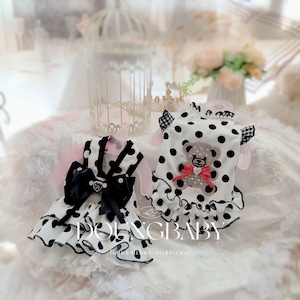 予約【№B00017】Doung Baby 春夏秋 ①ポルカドット くまビジューワンピ②ポルカドット ドッド ティアードフリルワンピ 予約【№B00017】Doung Baby 春夏秋 ①ポルカドット くまビジューワンピ②ポルカドット ドッド ティアードフリルワンピ