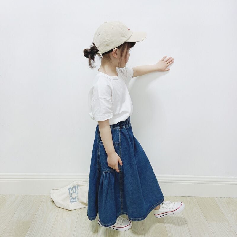 女の子ベビーキッズデニムスカート夏可愛い100-150㎝ママ用有お揃い