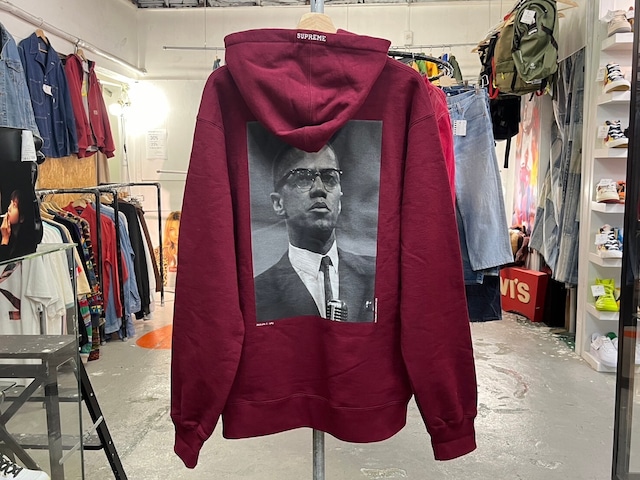 Supreme × ROY DECARAVA MALCOM X HOODED SWEATSHIRT CARDINAL XL 09224