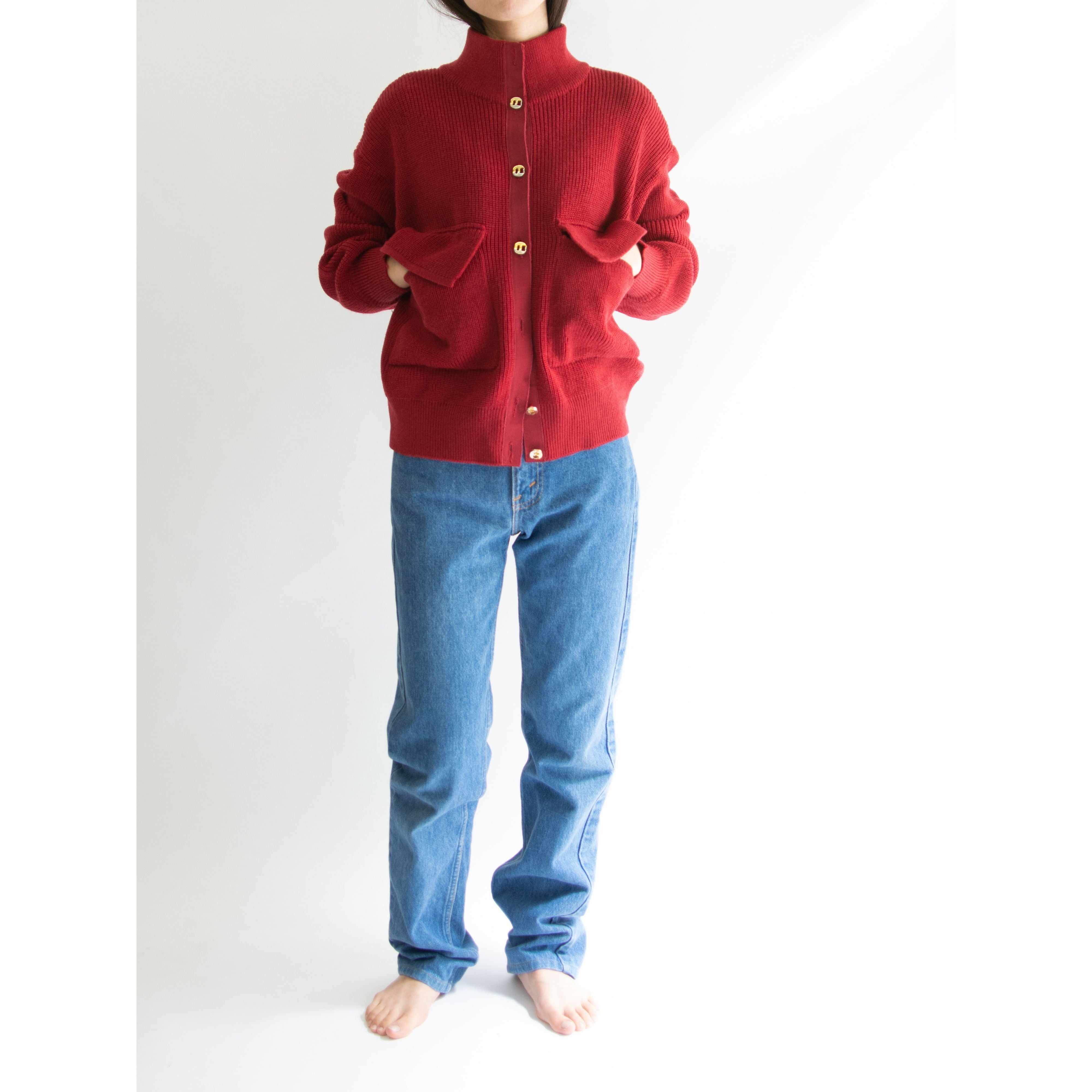 【Salvatore Ferragamo】Made in Italy 100% Wool Oversized Knit Jacket（サルヴァトーレ フェラガモ イタリア製 オーバーサイズ ウールニットジャケット ）