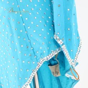 社交ダンス 衣装 ラテン ドレス ワンピース 水色 デモ 競技 ダンス パーティ 発表会 スタイリッシュ ブルー系 ベージュ系 アシンメトリー おしゃれ 華やか ステージ用 演出衣装 パフォーマンス用 コスチューム フォーマル レディース